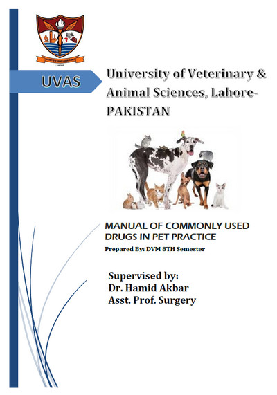 Manual Of Commonly Used Drugs In Pet Practice